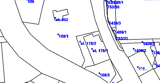 Parcela st. 178/2 v KÚ Parník, Katastrální mapa
