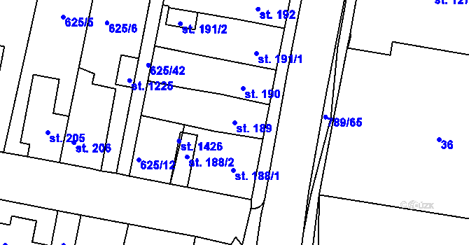 Parcela st. 189 v KÚ Parník, Katastrální mapa