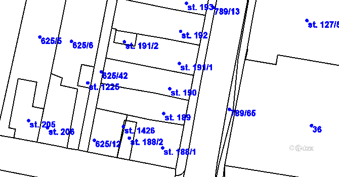 Parcela st. 190 v KÚ Parník, Katastrální mapa