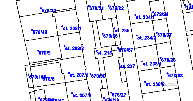 Parcela st. 213 v KÚ Parník, Katastrální mapa