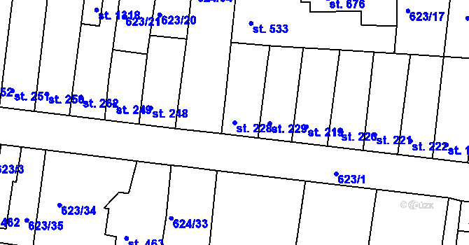 Parcela st. 228 v KÚ Parník, Katastrální mapa