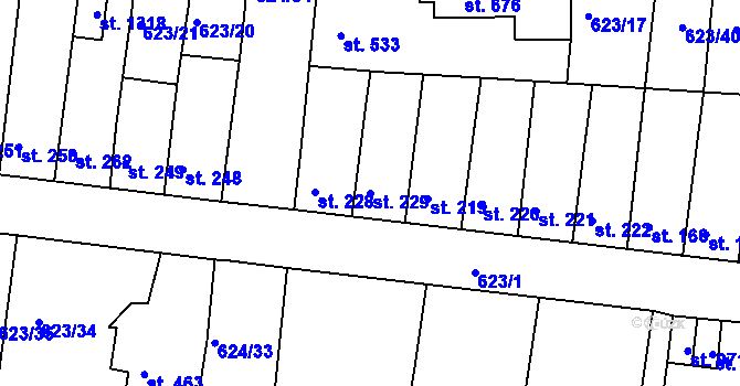 Parcela st. 229 v KÚ Parník, Katastrální mapa