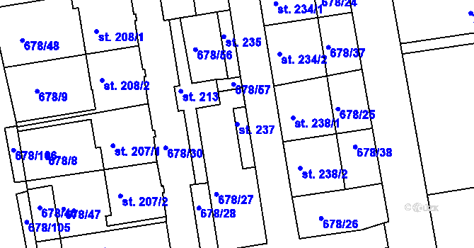 Parcela st. 237 v KÚ Parník, Katastrální mapa
