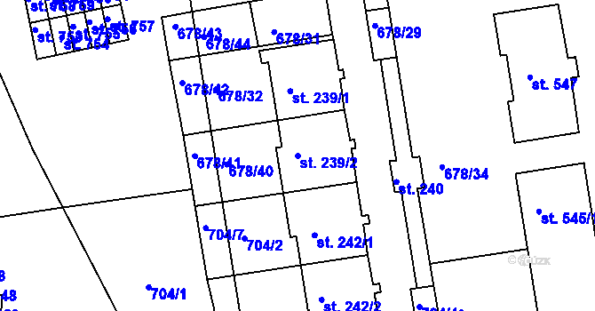 Parcela st. 239/2 v KÚ Parník, Katastrální mapa