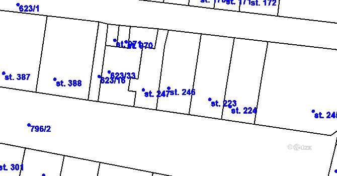 Parcela st. 246 v KÚ Parník, Katastrální mapa