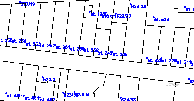 Parcela st. 249 v KÚ Parník, Katastrální mapa