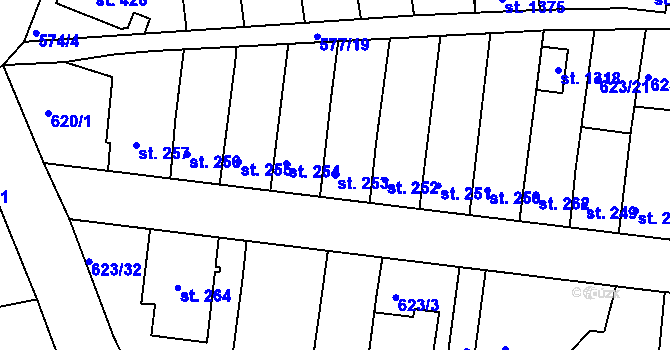 Parcela st. 253 v KÚ Parník, Katastrální mapa