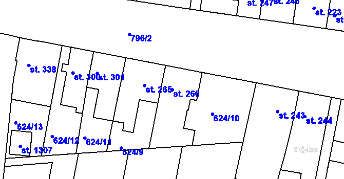 Parcela st. 266 v KÚ Parník, Katastrální mapa
