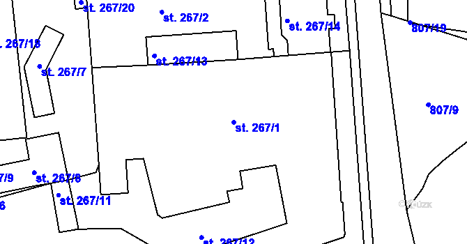 Parcela st. 267/1 v KÚ Parník, Katastrální mapa