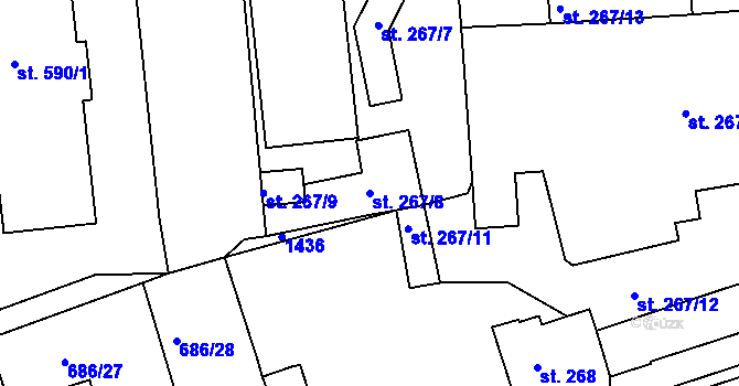 Parcela st. 267/8 v KÚ Parník, Katastrální mapa