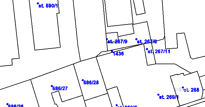 Parcela st. 267/10 v KÚ Parník, Katastrální mapa