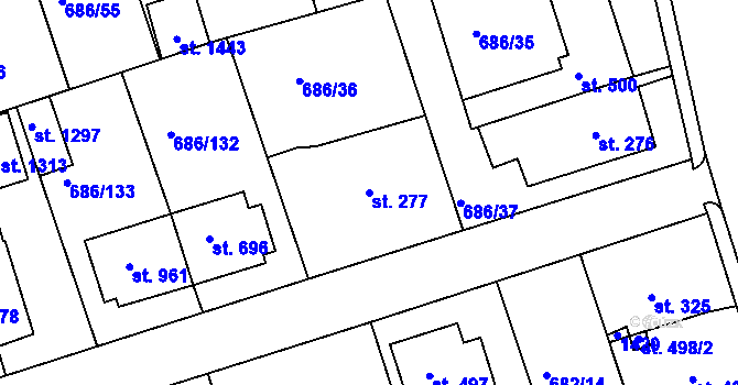 Parcela st. 277 v KÚ Parník, Katastrální mapa