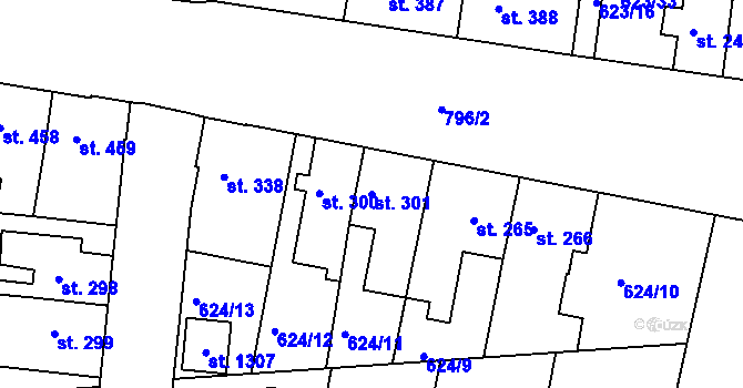 Parcela st. 301 v KÚ Parník, Katastrální mapa