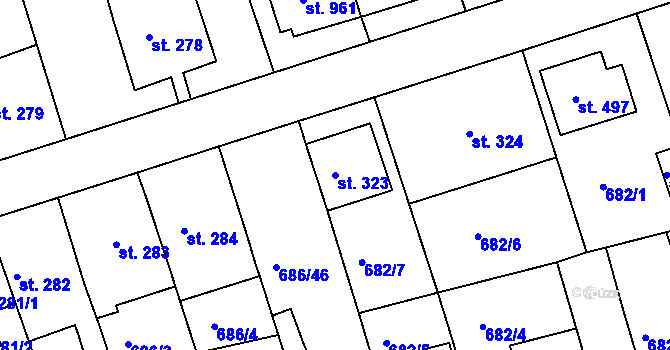 Parcela st. 323 v KÚ Parník, Katastrální mapa
