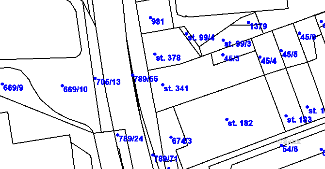 Parcela st. 341 v KÚ Parník, Katastrální mapa