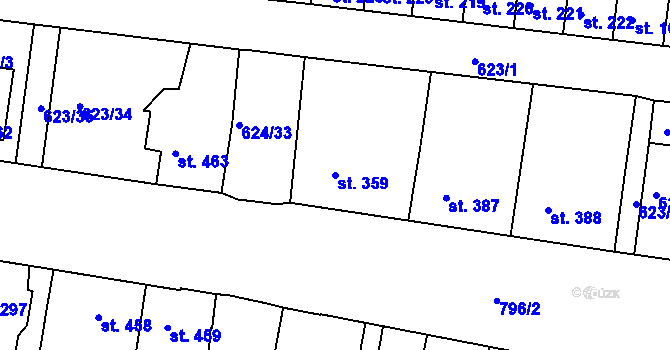 Parcela st. 359 v KÚ Parník, Katastrální mapa