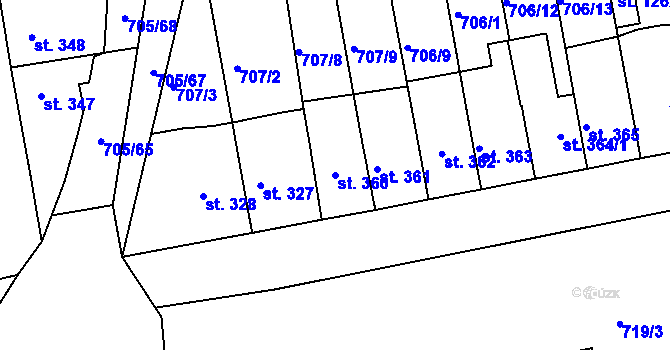 Parcela st. 360 v KÚ Parník, Katastrální mapa