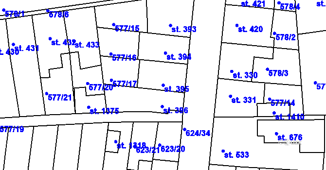 Parcela st. 395 v KÚ Parník, Katastrální mapa