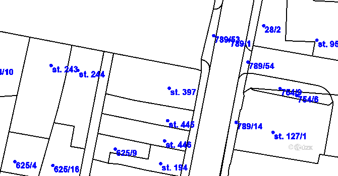 Parcela st. 397 v KÚ Parník, Katastrální mapa