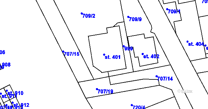 Parcela st. 401 v KÚ Parník, Katastrální mapa