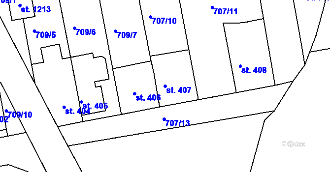 Parcela st. 407 v KÚ Parník, Katastrální mapa