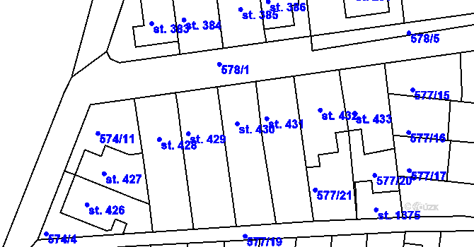 Parcela st. 430 v KÚ Parník, Katastrální mapa