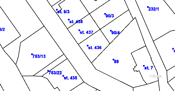 Parcela st. 436 v KÚ Parník, Katastrální mapa