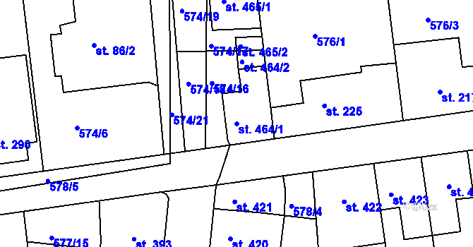 Parcela st. 464/1 v KÚ Parník, Katastrální mapa