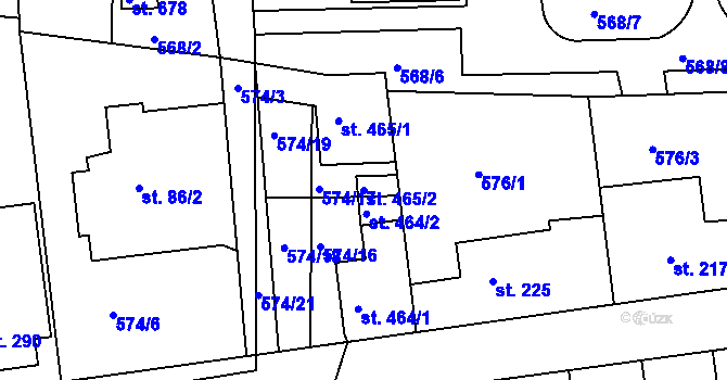 Parcela st. 465/2 v KÚ Parník, Katastrální mapa