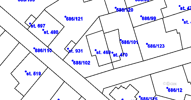 Parcela st. 469 v KÚ Parník, Katastrální mapa