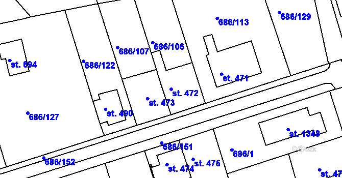 Parcela st. 472 v KÚ Parník, Katastrální mapa