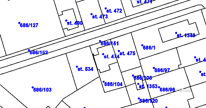 Parcela st. 474 v KÚ Parník, Katastrální mapa