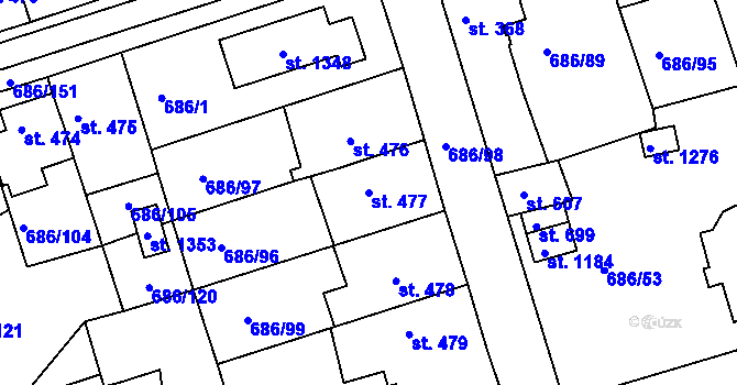 Parcela st. 477 v KÚ Parník, Katastrální mapa