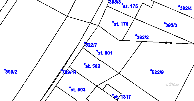 Parcela st. 501 v KÚ Parník, Katastrální mapa