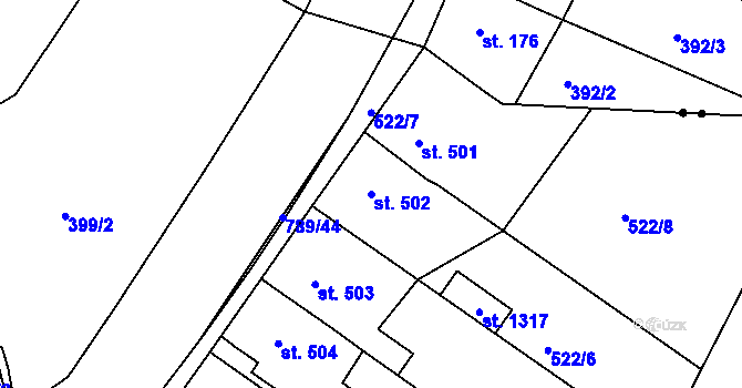 Parcela st. 502 v KÚ Parník, Katastrální mapa