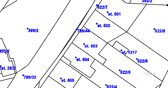 Parcela st. 503 v KÚ Parník, Katastrální mapa