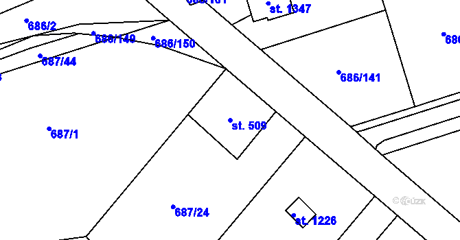 Parcela st. 509 v KÚ Parník, Katastrální mapa