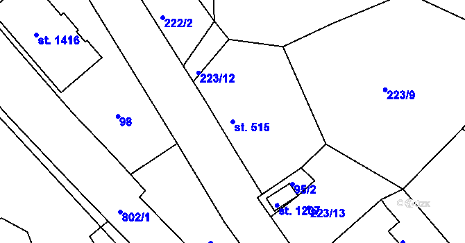 Parcela st. 515 v KÚ Parník, Katastrální mapa