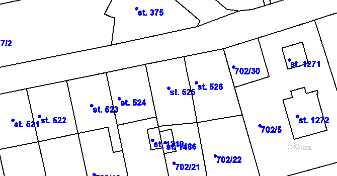 Parcela st. 525 v KÚ Parník, Katastrální mapa
