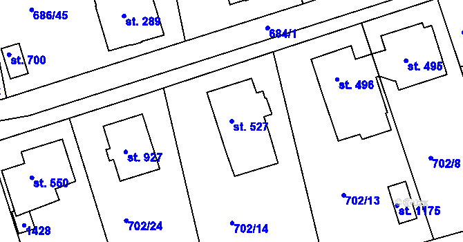 Parcela st. 527 v KÚ Parník, Katastrální mapa