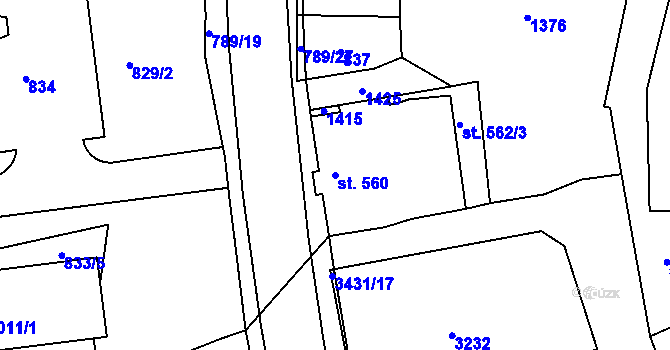 Parcela st. 560 v KÚ Parník, Katastrální mapa