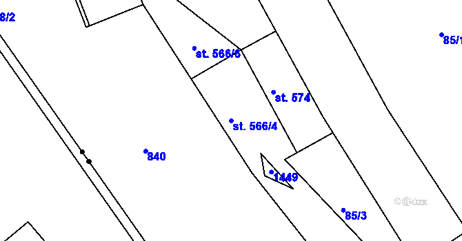 Parcela st. 566/4 v KÚ Parník, Katastrální mapa