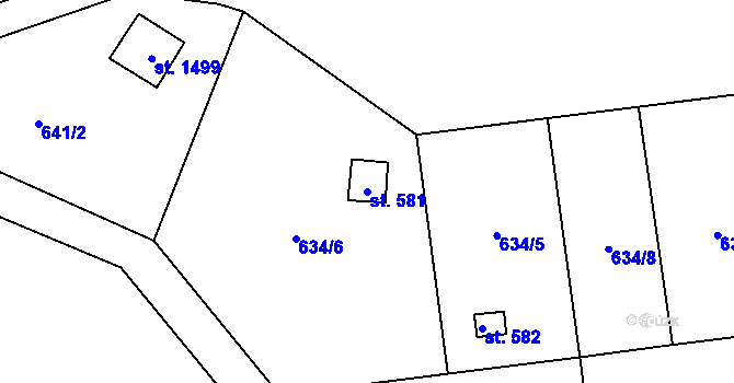 Parcela st. 581 v KÚ Parník, Katastrální mapa