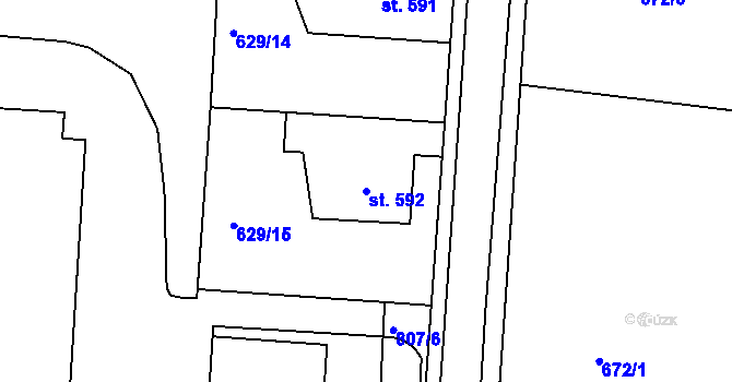 Parcela st. 592 v KÚ Parník, Katastrální mapa