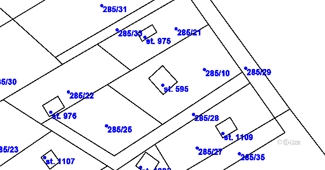 Parcela st. 595 v KÚ Parník, Katastrální mapa