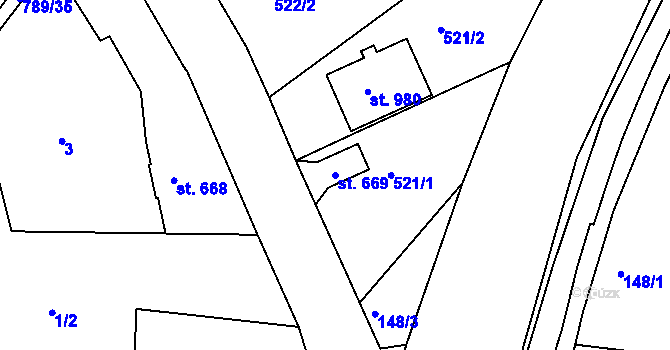 Parcela st. 669 v KÚ Parník, Katastrální mapa