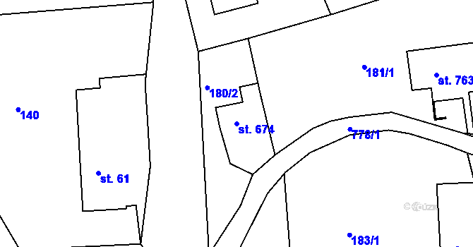 Parcela st. 674 v KÚ Parník, Katastrální mapa