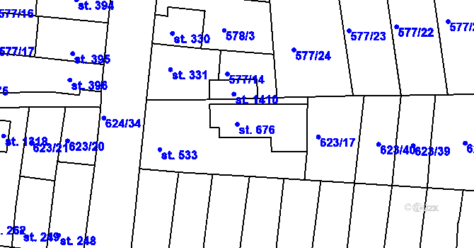 Parcela st. 676 v KÚ Parník, Katastrální mapa