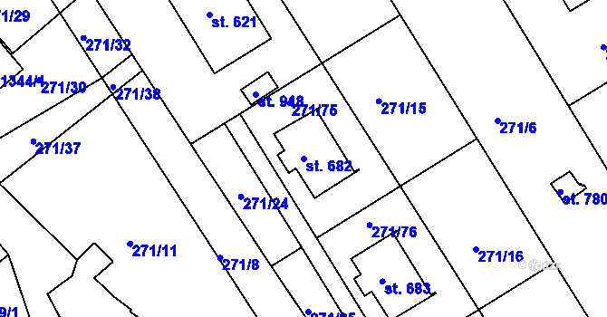 Parcela st. 682 v KÚ Parník, Katastrální mapa