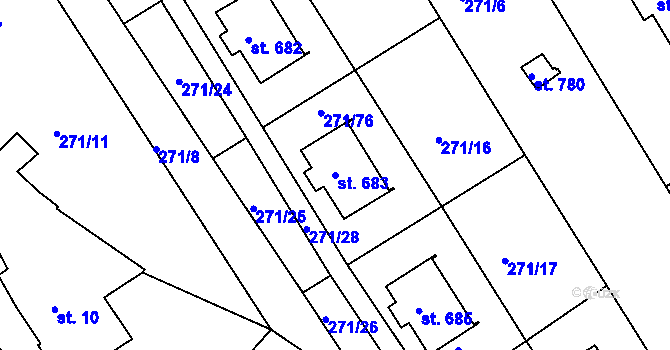 Parcela st. 683 v KÚ Parník, Katastrální mapa
